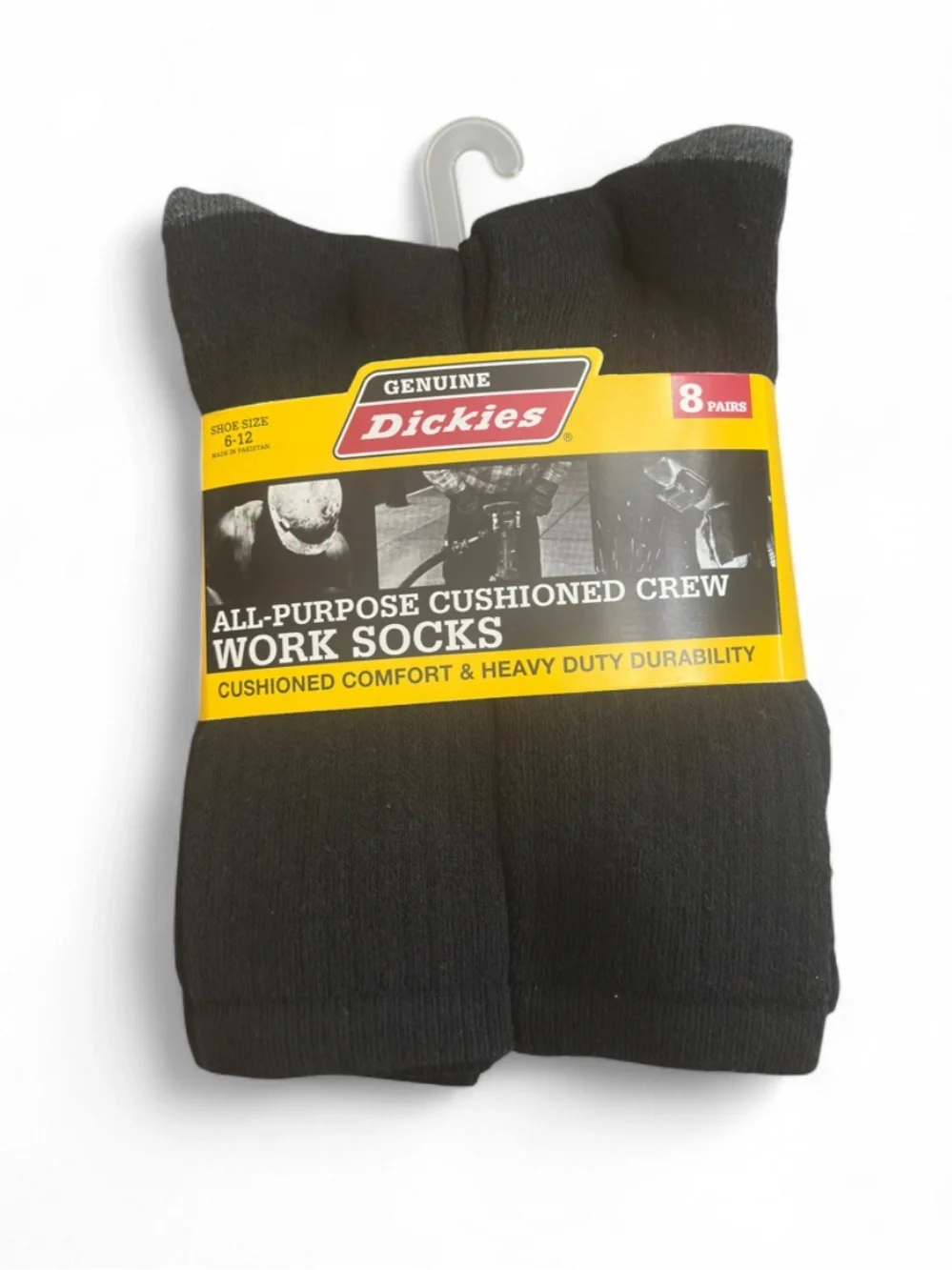 Dickies (8-Pack) Black Cushioned Crew Work Socks (NWT)
